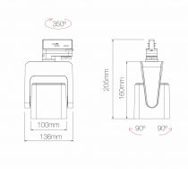 KOM LED BLANCHE 40W. 220-240V. (15º/25º/40º) RAIL DE PROJECTEUR 4000K(4445)