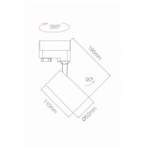 PICOLO BLANC LED 9.5W 15º/38º/60º SWITCH 2700K3000K/4000K PROJECTEUR SUR RAIL(4437)