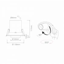 OXO-R BLANC 12W 15º/38º/60º COMMUTATEUR 2700K/3000K/4000K(4457)