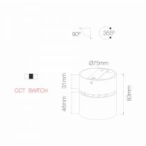 MINI CONCORD NOIR 7W. SWITCH DEL 2700K/3000K/4000K(4335)