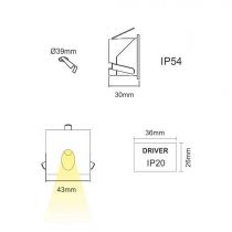 Luminaire LUKY BLANC ALUMINIUM 2W 220-240V 65º LED CREE 3.200K(3999)