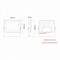 Projecteur NOIR ALUMINIUM 150W 220-240V 110º LED 2.200K (3956)