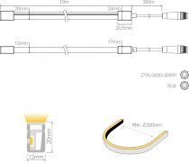 BANDE 1 MT FINE-74 120LED/M 24 VDC 10W/M 2700K IP67 (BEE 74277)