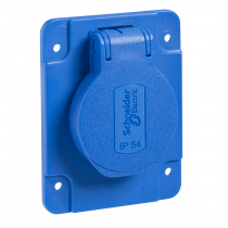 PratiKa - socle de prise NF 65x85mm - 2P+T 10-16 A - IP54 - connex. arr. - bleu (PKN61B)