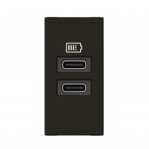 Prises 2 USB Type-C 3A Mosaic - 1 module noir pour poste de travail (077682L)