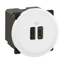 Prise 2 USB Céliane 15W Type-A+C complet Blanc format Dépôt (CF0153)