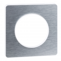 Odace Touch, plaque Aluminium brossé avec liseré Blanc 1 poste (S520802J)