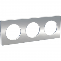 Odace Touch, plaque Aluminium brossé liseré Blanc 3 postes horiz./vert. 71mm (S520806J)