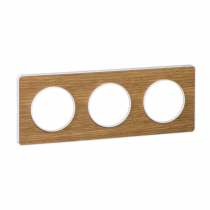 Odace Touch, plaque Bois naturel liseré Blanc 3 postes horiz./vert. 71mm (S520806N)