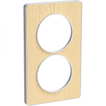 Odace Touch, plaque Bois nordique avec liseré Blanc 2 postes verticaux 57mm (S520814M)