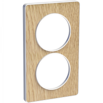 Odace Touch, plaque Bois naturel avec liseré Blanc 2 postes verticaux 57mm (S520814N)