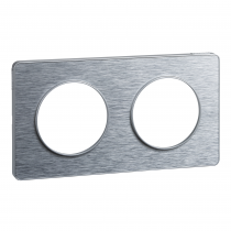 Odace Touch, plaque Aluminium brossé liseré Alu 2 post. horiz./vert. 71mm (S530804J)