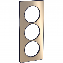 Odace Touch, plaque Bronze brossé avec liseré Anth. 3 postes verticaux 57mm (S540816L)