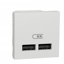 Unica - chargeur USB double - 5Vcc - 1A + 2,1A - 2 modules - Blanc - méca seul (NU341818)