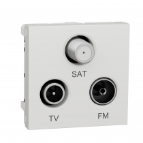 Unica - prise TV + FM + SAT - 2 mod - Blanc antimicrobien - méca seul (NU345020)