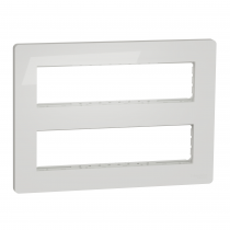 Unica - support fixation +plaque finition boîte concent 2 rang 8 mod - Blanc ant (NU021820)