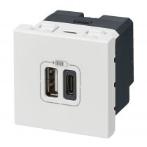 Double chargeur USB Type-A + Type-C Mosaic 3A 2 modules - blanc (099428)