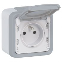 Prise de courant étanche volet de protection IP55 Plexo complet saillie - gris (069910)