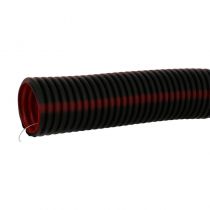 Conduit tube pour canalisation Ø75mm petite longueur avec tire-fils pour courants forts - noir à bandes rouges (01575)