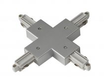 Connecteur en X, pour rail 1 allumage en saillie, intérieur, gris argent, avec possibilité d\'alimentation (143162)