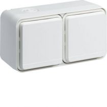 cubyko Prise double horizontale 2P+T saillie blanc IP55 (WNC122B)