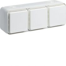 cubyko Prise triple horizontale 2P+T saillie blanc IP55 (WNC123B)