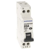 Disjoncteur  1P+N 20A NF courbe C connexion vis haut/bas 3kA (20020)