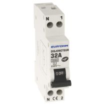 Disjoncteur  1P+N 32A courbe D connexion vis haut/bas 3kA (20033)