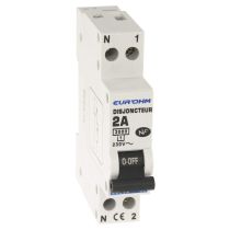 Disjoncteur 1P+N 2A NF courbe C connexion vis haut/bas 3kA (20002)