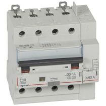 Disjoncteur diff DX³ 6000 -vis/auto-4P-400V~-20A-typeAC-30mA-10kA-courbe C - 5M (411198)