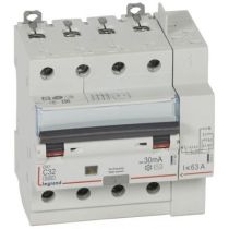 Disjoncteur diff DX³ 6000 -vis/auto-4P-400V~-32A-typeAC-30mA-10kA-courbe C - 5M (411200)