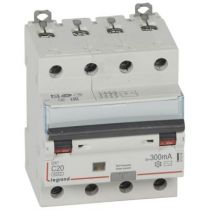 Disjoncteur diff DX³ 6000-vis/vis - 4P 400V~ -20A -type AC 300mA -10 kA courbe C - 4M (411206)