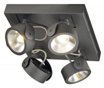 KALU, applique et plafonnier intérieur, quad, carré, noir, LED, 60W, 3000K, variable Triac (1000135)