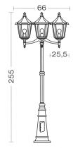 MONACO -Lant.+Mat IP43 IK02, vert, E27 3x100W max., lampe non incl., haut.2,55m (3075)