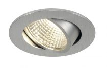 NEW TRIA 68, encastré de plafond intérieur, simple, rond, alu brossé, LED, 5,3W, 3000K, clips ressorts (113956)