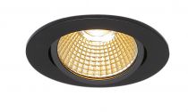 NEW TRIA 68, encastré de plafond intérieur, simple, rond, noir mat, LED, 11W, 2700K, clips ressorts, variable Triac (1003065)