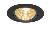 NEW TRIA 68, encastré de plafond intérieur, simple, rond, noir mat, LED, 7,2W, 1800-3000K, clips/lames ressorts, Dim To warm, va