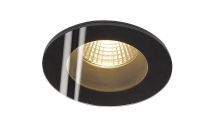 PATTA-F, encastré de plafond intérieur/extérieur, rond, noir, LED, 11W, 3000K, IP20/IP65, RT 2012, variable Triac (114440)