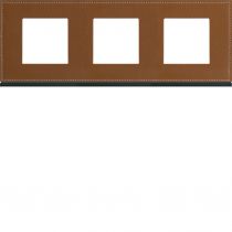 Plaque gallery 3 postes horizontale 71mm matiere coffee leather (WXP4913)