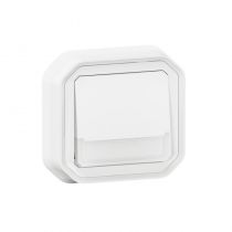 Poussoir NO-NF lumineux porte-étiquette Plexo complet encastré blanc (069864L)